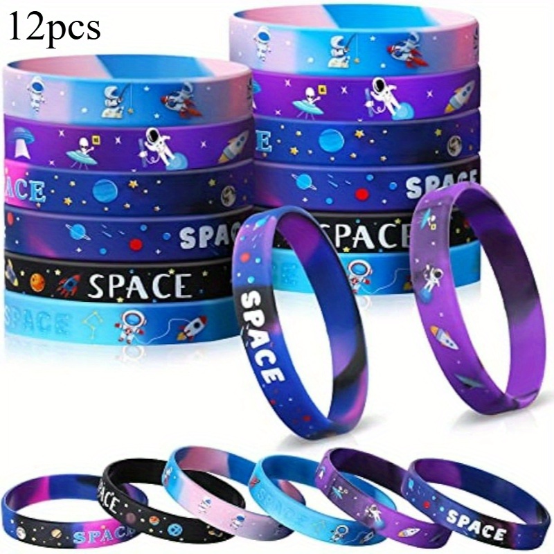 gift for her him 12pcs 24pcs party gift pack outer space party favors space bracelets galaxy star astronaut bracelets silicone wristbands bulk   astronaut set party favors birthday themed supplies