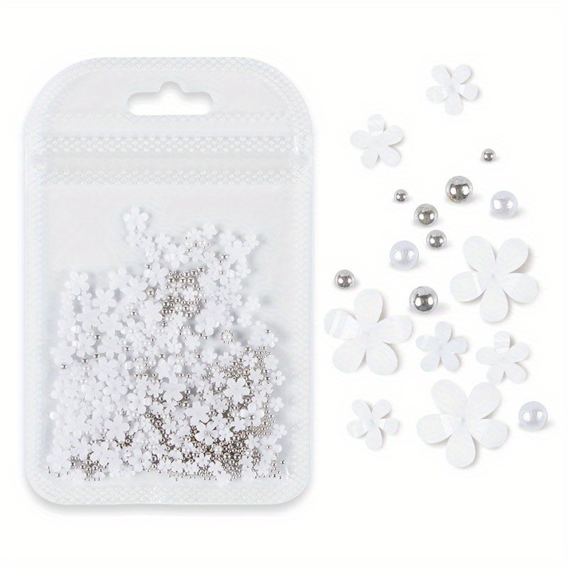 200pcs Resin Flower Nail Art Accessories Five-petal Flower Rhinestones Decorations For Manicure Diy Nail Crafts