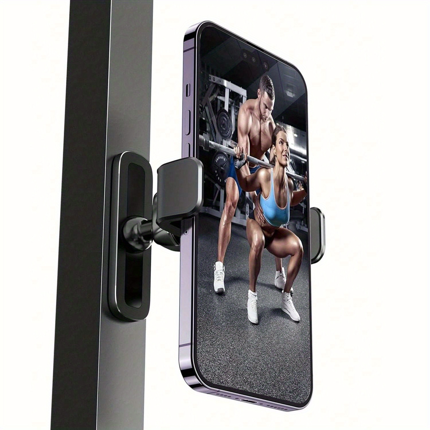 TEMU 1 Support Téléphone Magnétique Vélo de Fitness, Support Téléphone Portable Réglable à , Accessoires d'Équipement de Fitness, Texture Fibre de