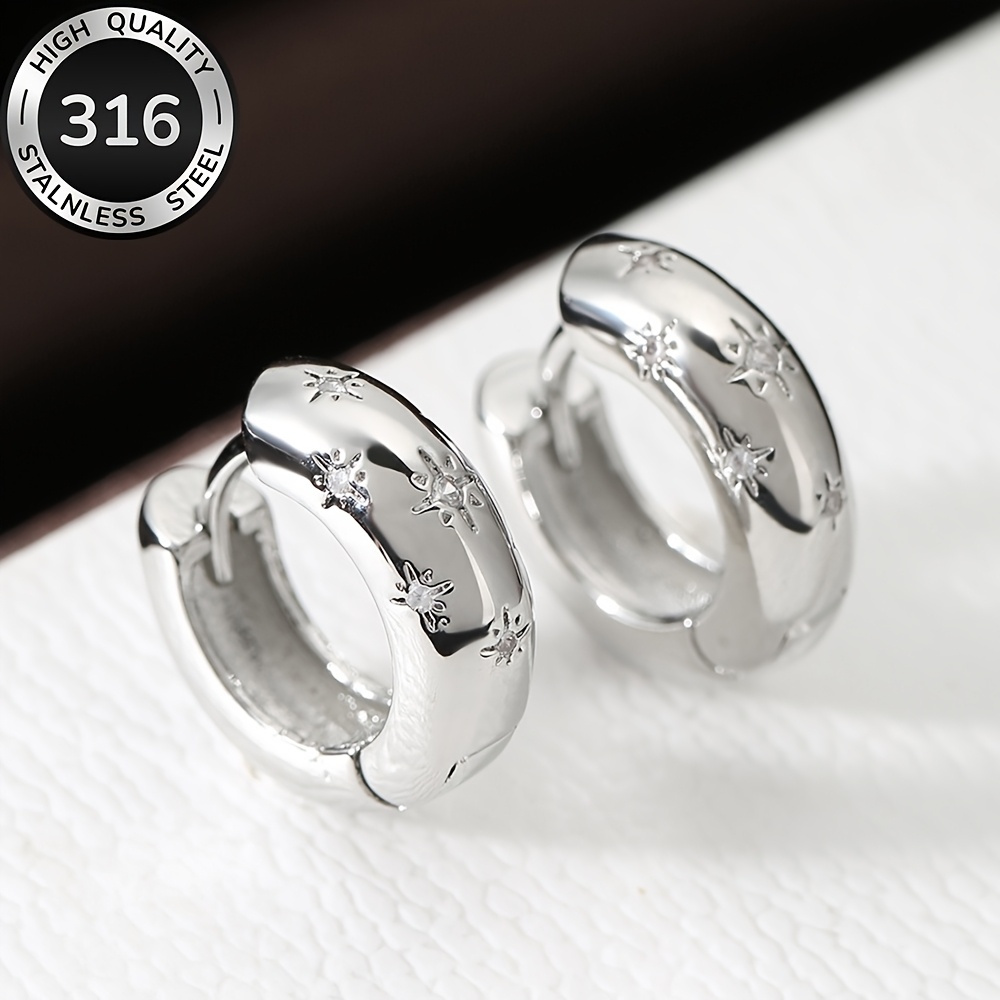 TEMU Anti-allergic French Stainless Steel Earrings, Anti-fading, Comfortable And Versatile, Easy And Elegant, High-quality Fashionable Women' Party