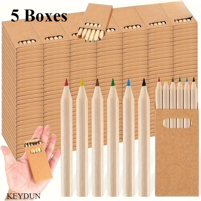 Image of 5 Boxes Of Mini Colored Pencils - Pre- Wooden Pencils, Portable Design For Artists, Crafts, Classrooms, Offices, And Travel - School & Art Supplies