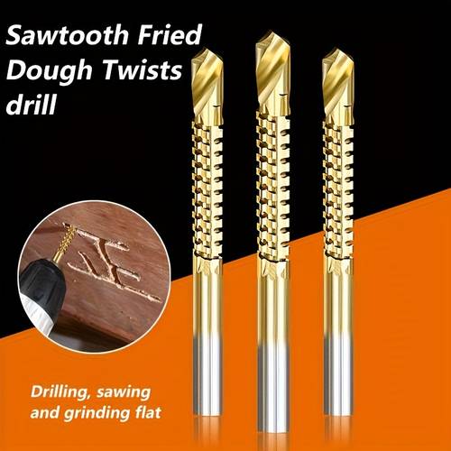 3pcs serrated rotating grooving multi functional drill bits suitable for woodworking metal and plastic cutting drilling grooving tools