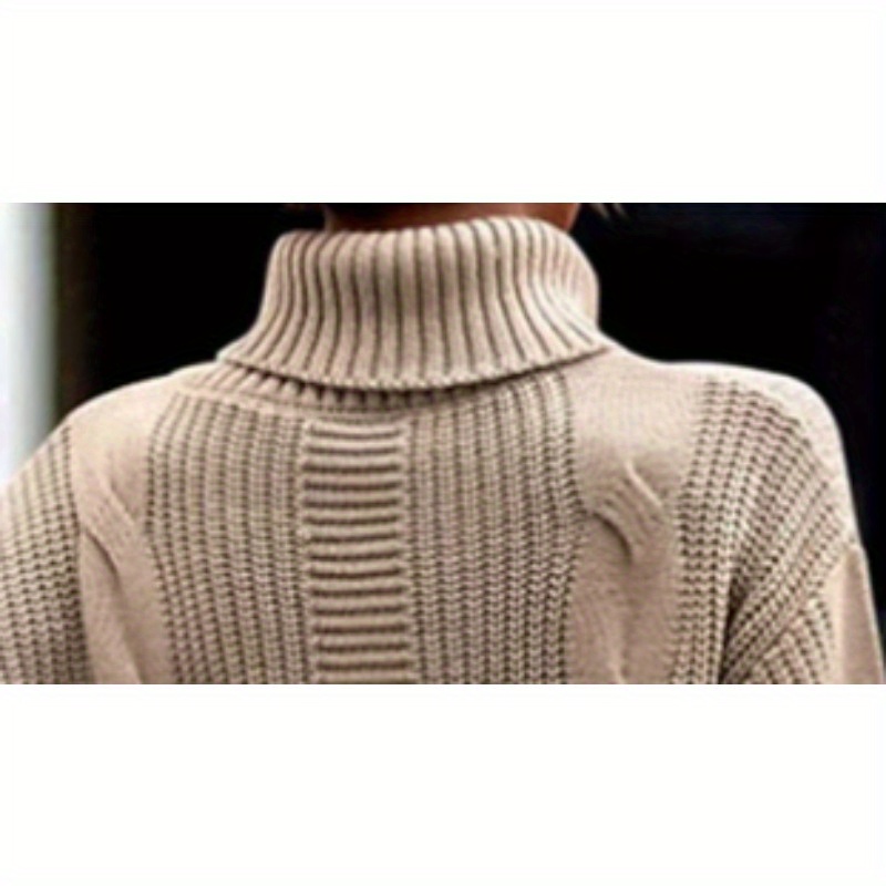 

Chic Mid-length Turtleneck Sweater Dress For Women - Solid Color, Long Sleeve, Knit Fabric, Machine Washable - Fall/winter