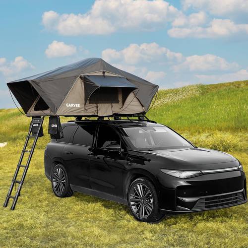 Rooftop Tent Soft Shell, Easy Setup Roof Top Tent with Telescopic Ladder, Waterproof UV Resistant 4-Season Design for 2-3 Person Camping on Truck, SUV, Van, Trailer