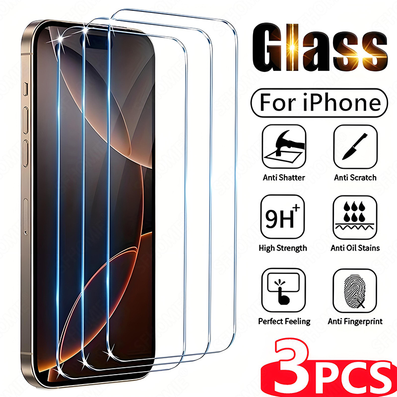 

3-pack Tempered Glass Screen Protector For Iphone 11/12/13/14/15/16 Pro Max, Full Hd Clarity, Ultra-thin, Scratch-resistant, Anti-fingerprint, Glossy Surface, Bubble-free Installation, Case-