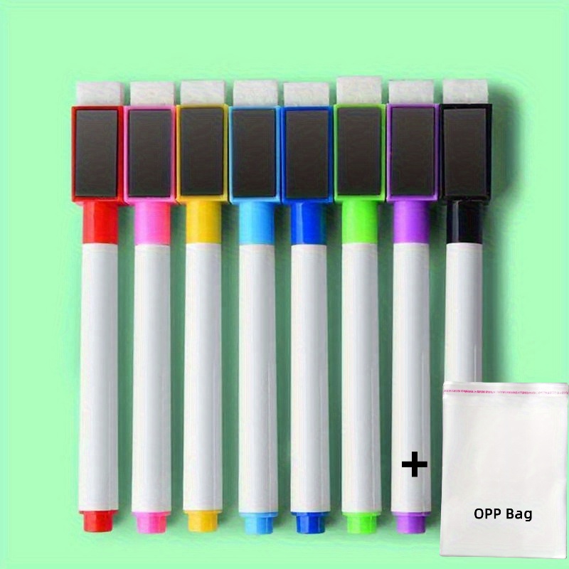 TEMU 8-color Magnetic Dry Erase Marker With 1 Opp Bag - Ideal For Office Whiteboards And Calendars - Perfect Gift For Halloween And Christmas