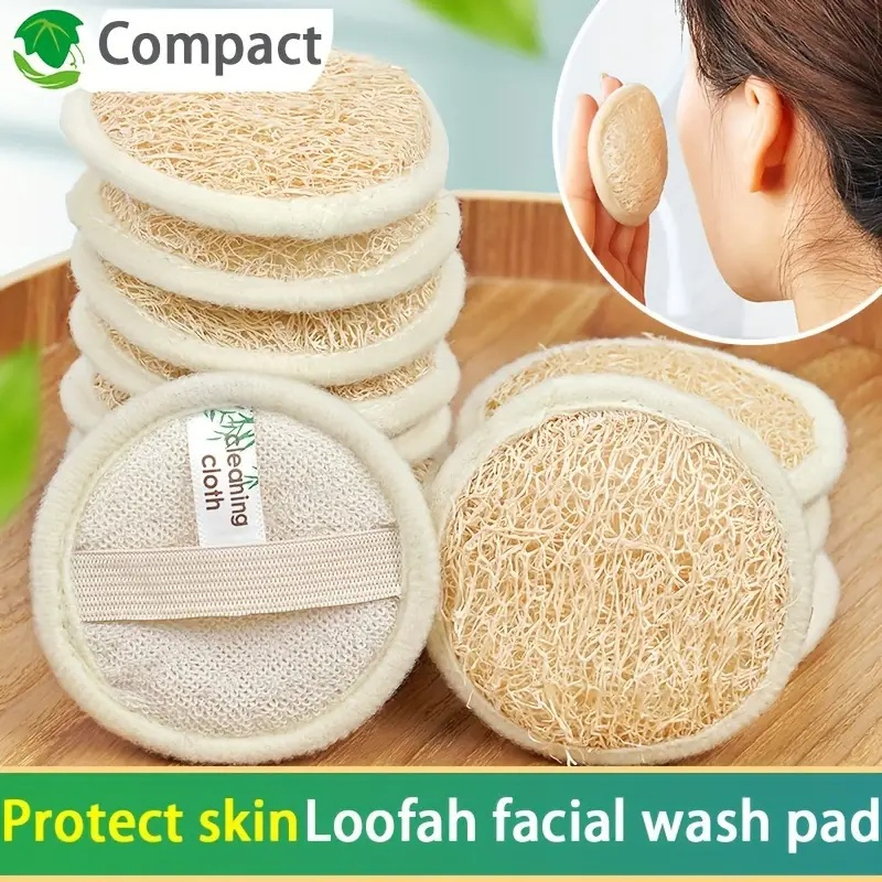 

1pc Natural Loofah Facial Cleansing Puff - High-quality Exfoliating Face Towel For Deep Cleansing & Makeup Removal, On Skin, Ideal For Men And Women, Compact & , Facial Cleanser