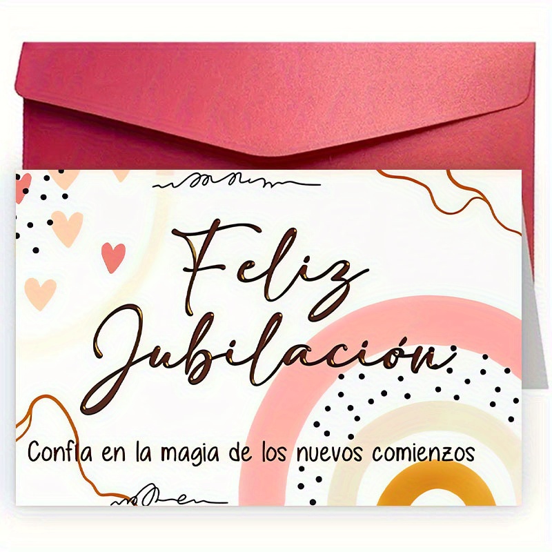 TEMU 1 pieza, una significativa tarjeta de felicitación de jubilación en español con sobre, 4.72 pulgadas * 7.09 pulgadas, adecuada , , .