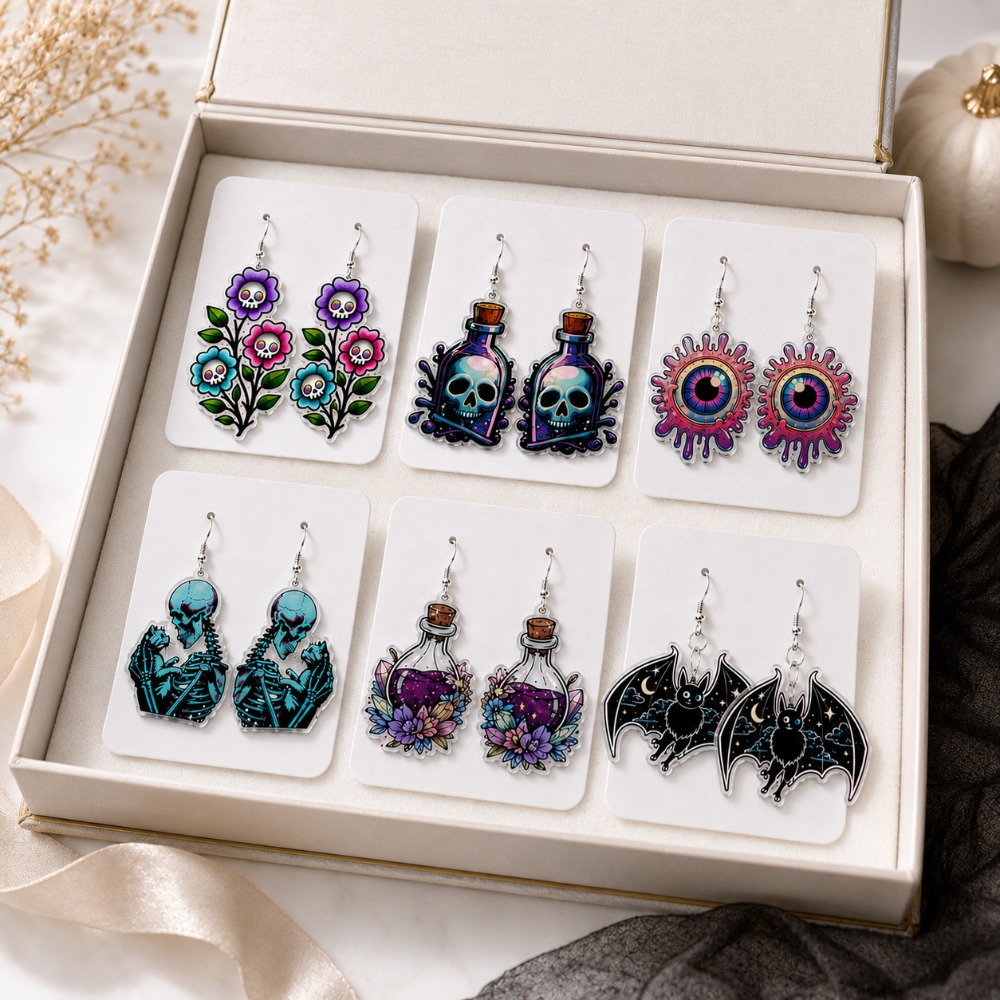 12pc Women's Day of The Dead Earring Decoration Set