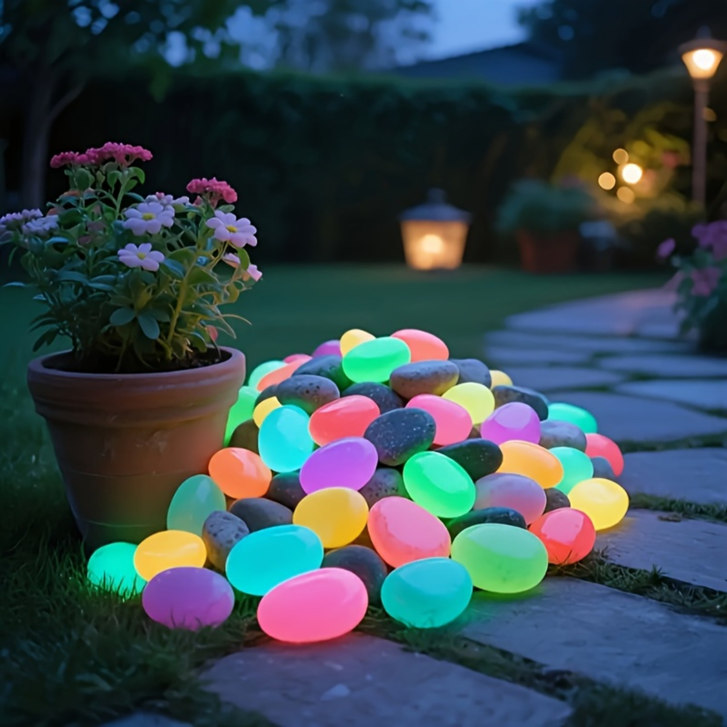 60 extra large luminous stones suitable for aquariums   halloween decorations patios fish tanks flower pots and   embellishments for garden   romantic luminous stones for   indoor and outdoor ambiance 4