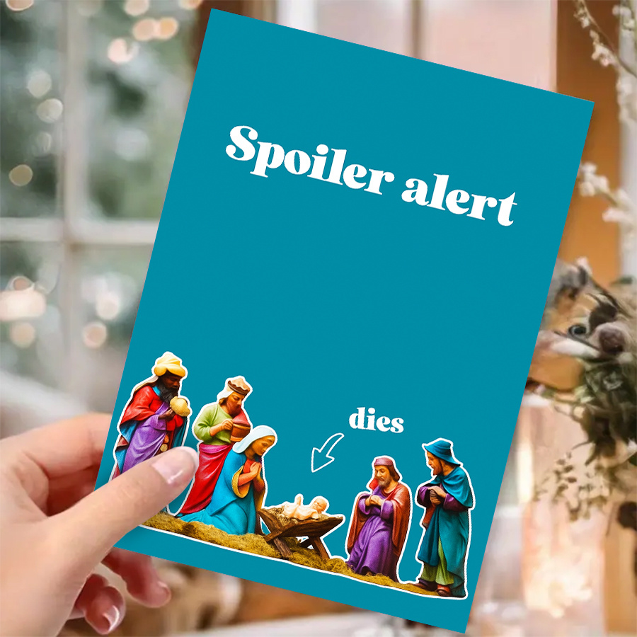 Image of "" Nativity Scene Greeting Card - Humorous Christmas Card With A Twist, Perfect For Birthdays, Valentine's Day, And Congratulations - Adds A Touch To Any Celebration, Suitable For Everyone