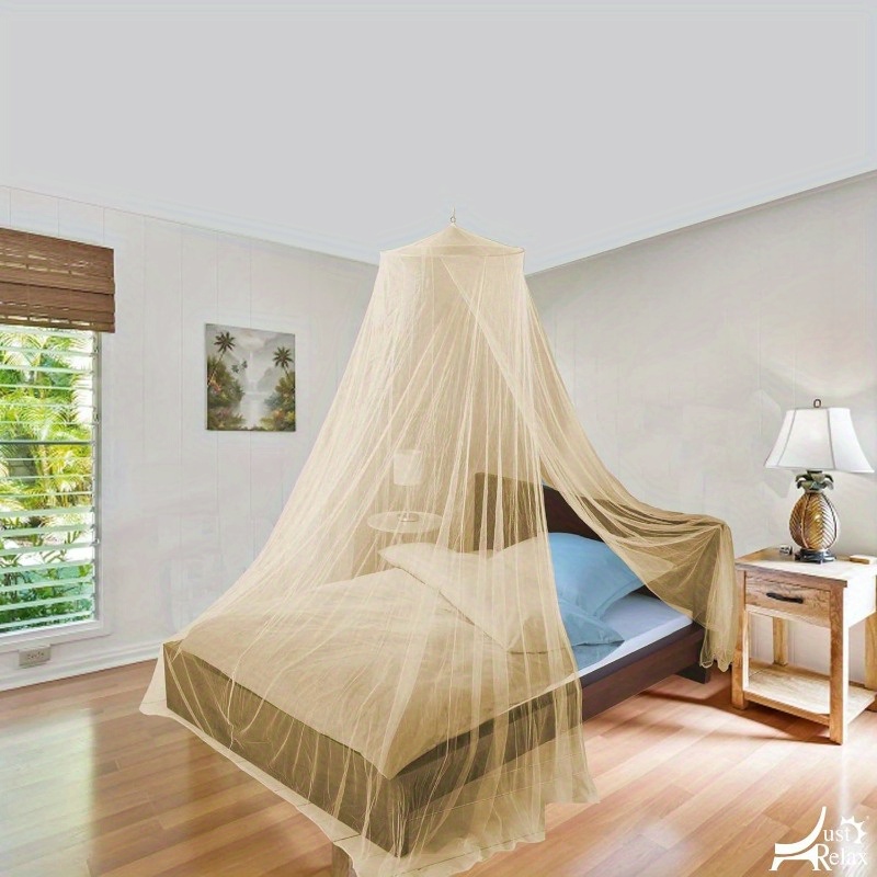 decorative elegant bed net canopy set including full hanging kit ideal for indoors or outdoors intended for a for covering beds cribs hammocks beige queen king details 1