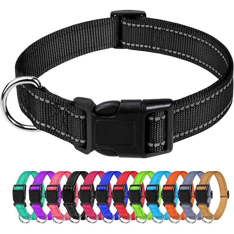 TEMU Durable Reflective Nylon Dog Collar- Suitable For Small, Medium, And Large Dogs- Striped Pattern, Non-rechargeable, Pet Collar| Striped Pattern