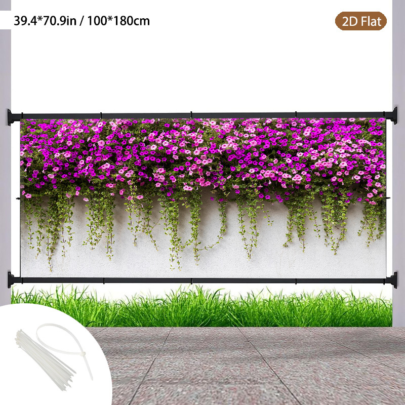 TEMU [2d Flat] 1pc 1pcs Panel Suitable For , Railings, & Backyards - Outdoor Privacy Screen With Vine, Windbreak Sunlight Filtering Fabric Panel