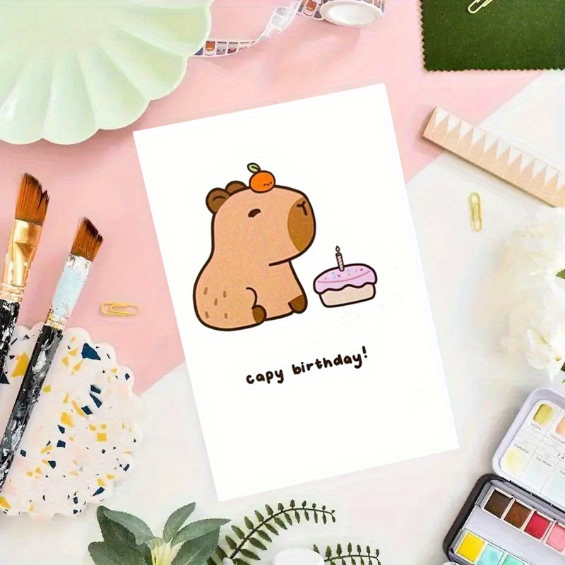 Content Anniversaire Carte Avec Capybara.invitation Modèle