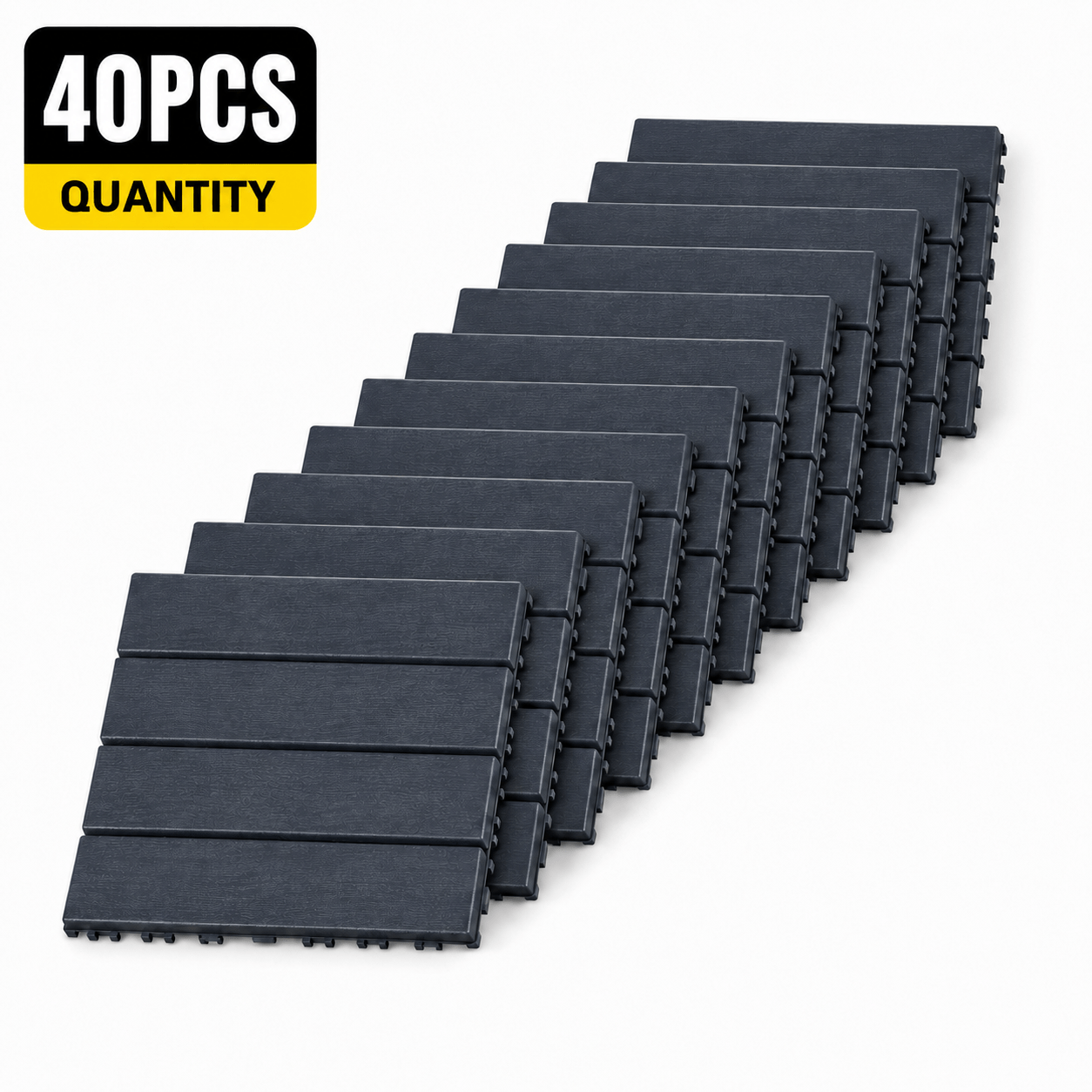 10/20/40pcs Interlocking Greenhouse Flooring Tiles, Black 30 X 30 Cm Outdoor Deck Tiles, Snap Patio Floor Tiles For Garden, Balcony, And Terrace