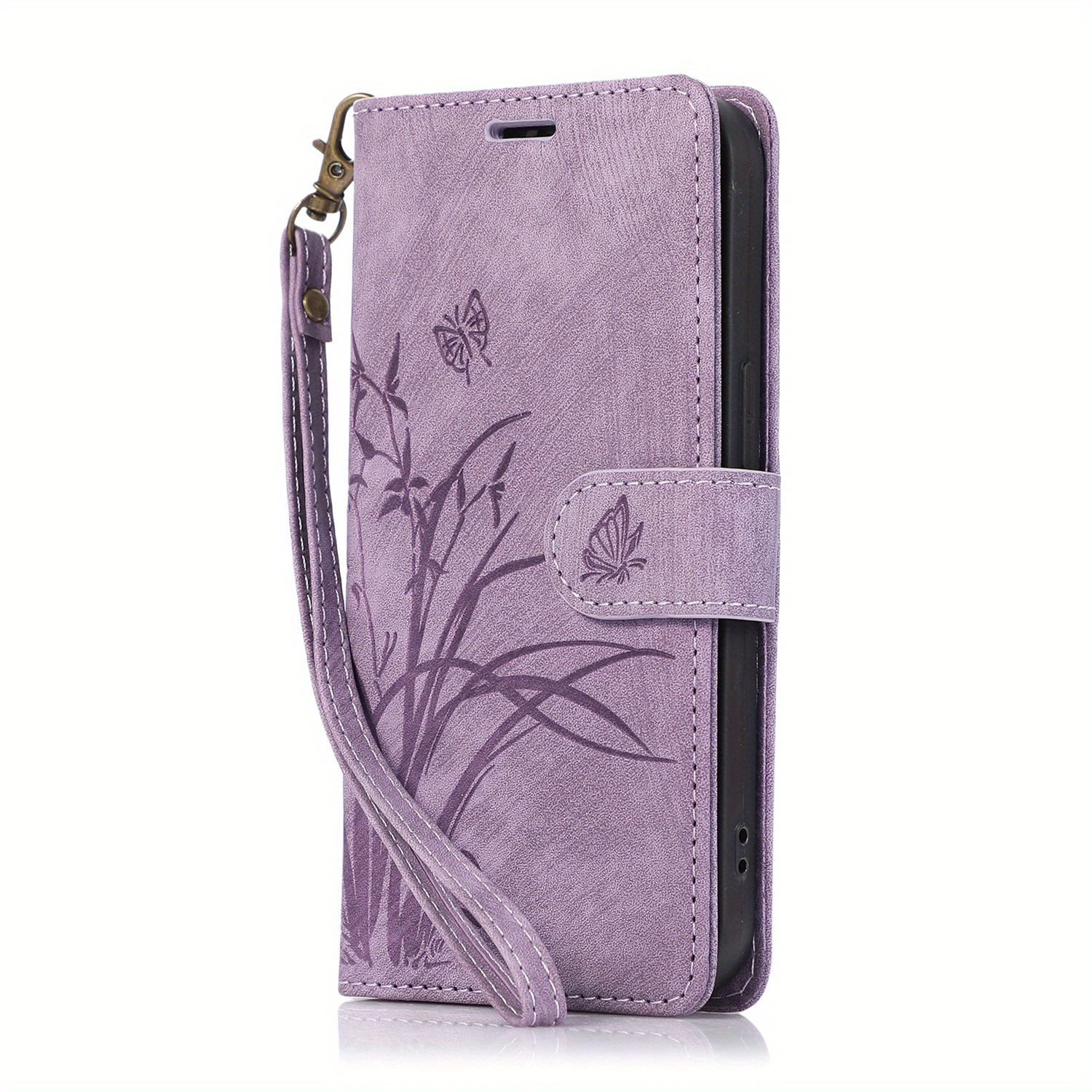 Image of Awquer Pu Leather Phone Case Suitable For Samusng Suitable For Galaxy A17 A07 A56 A36 A26 A16 A06 A55 A35 5g With Wrist Strap, Flower Wallet Card Slot Mobile Phone Bag