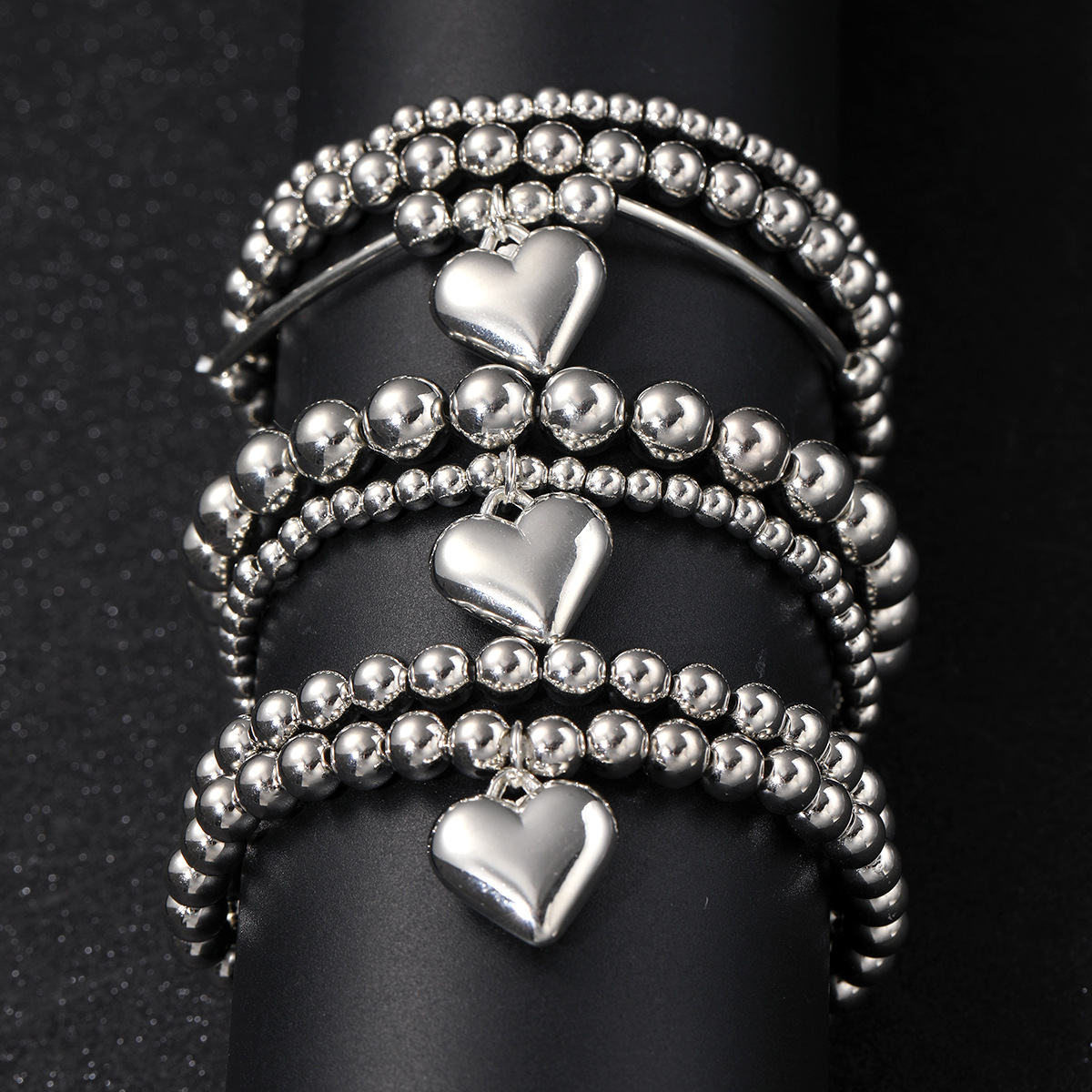 E-shop 7-teiliges Damen-Armbandset mit exquisiten CCB-Herzperlen im Vintage-Stil für Partys, Valentinstagsgeschenk für die Freundin