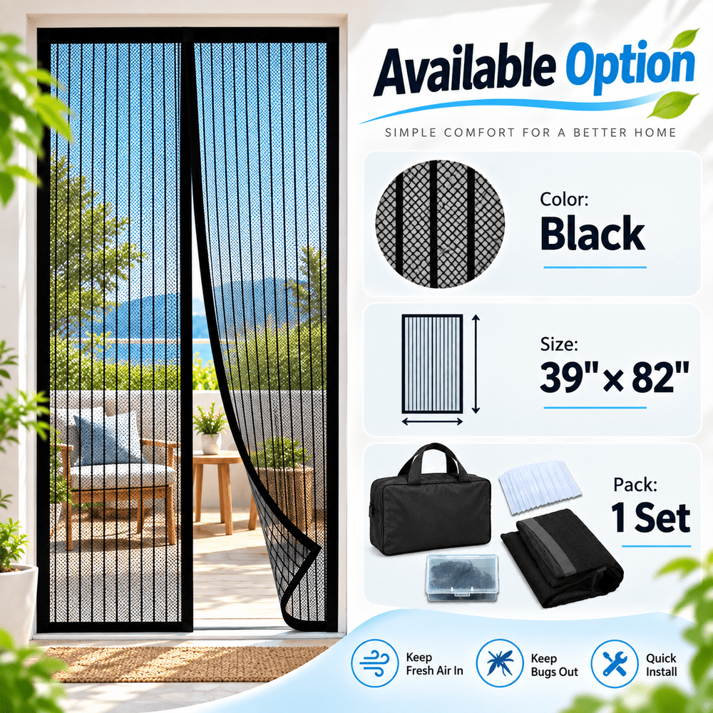 TEMU Powerful Magnetic Screen Door 100×210cm / 39×82 Inches, 1pc Open/ Screen Door Curtain, Strong Magnet Automatic Closure, High-density Breathable