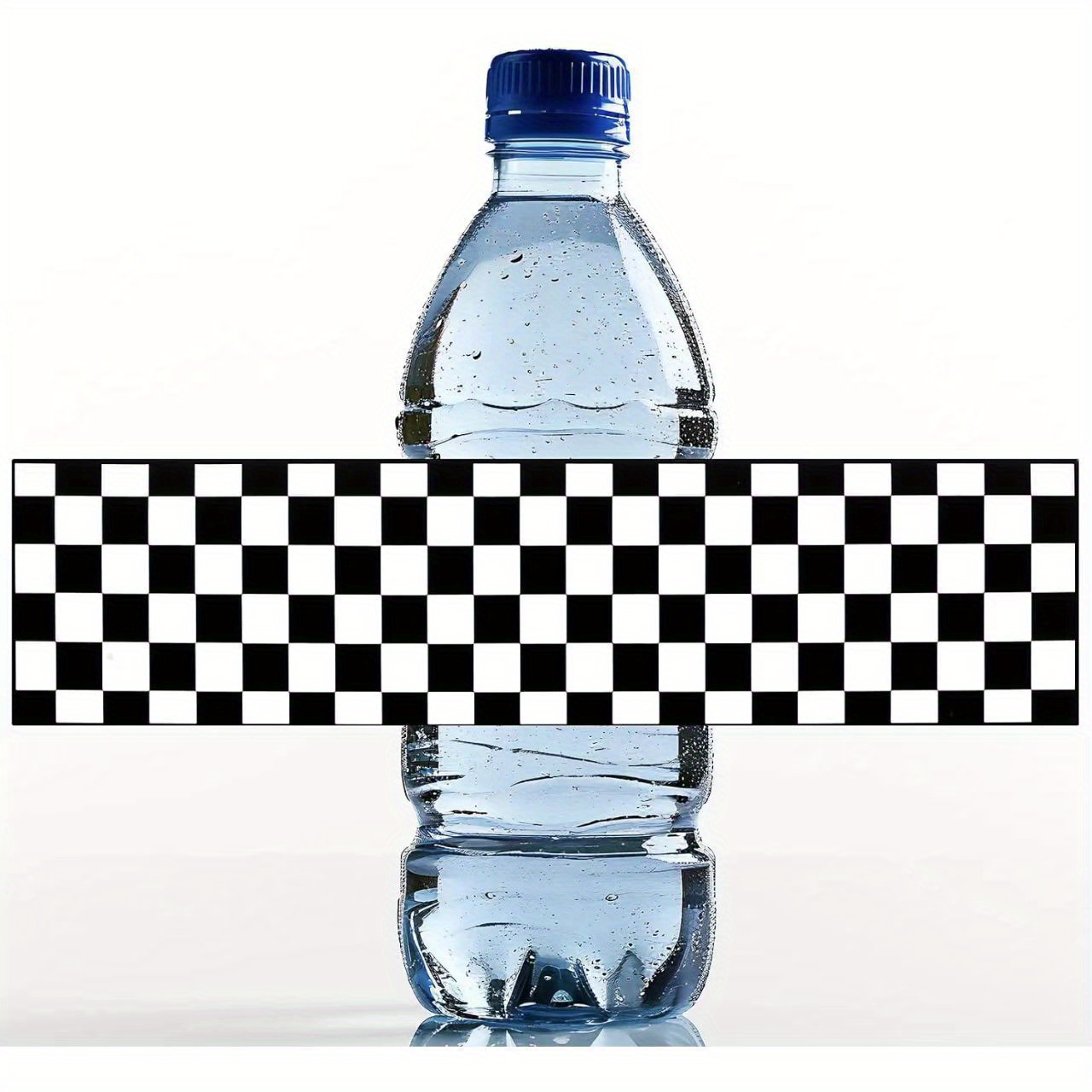 TEMU 2 Sheets Of 10 Classic Checkered Sticker Labels - Racing Theme Waterproof Black And White Plaid Labels, Suitable For Sports Water Bottle