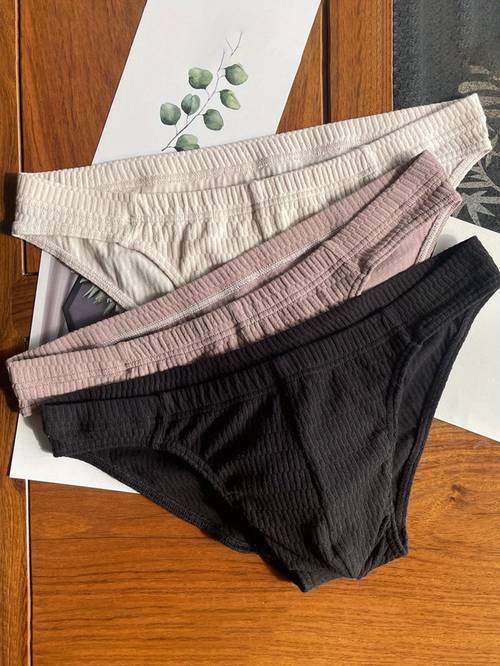 3pcs mens low sexy solid color briefs breathable elastic waistband fit for casual attire everyday underwear vibrant yellow briefs stretchy fabric