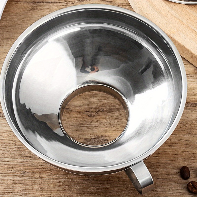 TEMU 1pc Of Stainless Steel Funnel With A Large Opening - A Versatile Strainer Suitable For Salad Dressings, Oils, Milk, Sauces, , And Wine - A