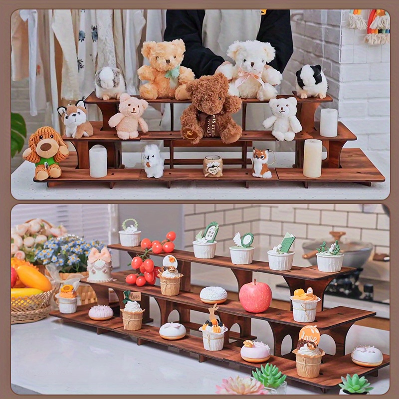 Wooden Display Step Stool 3 Tier Ladder Shelf, Portable, for Retail Countertops, Crafts Exhibition, Farmers Market, Trade Shows, Vendor Booths, Display Stand for Collectibles, Vendor Displays for Craft Shows, Wooden Display Stand