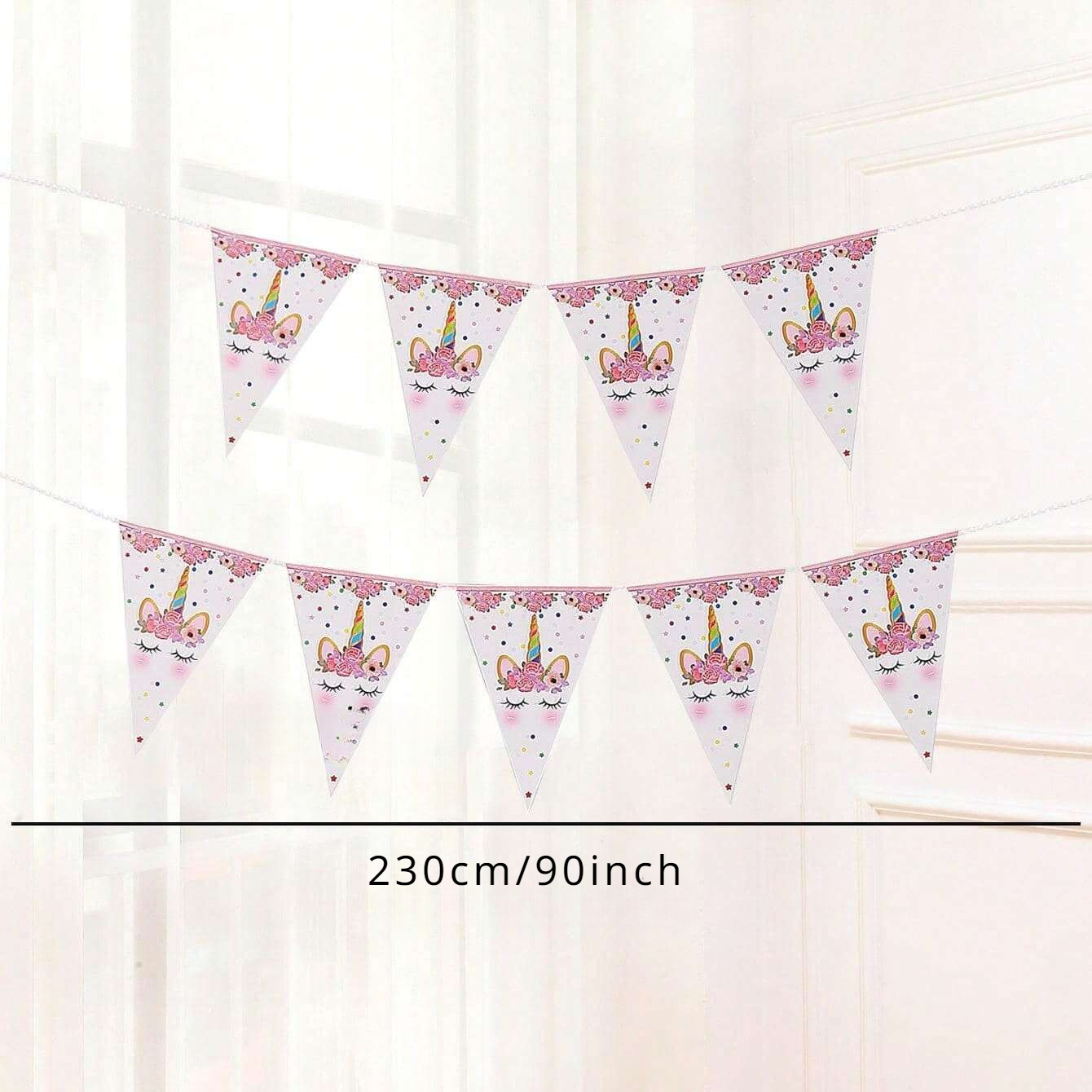 Image of Unicorn Flower Triangle Flags, Birthday Party Banners, Decorations For Birthday Party Rooms, Party Supplies, And Home Decor Items. Holiday Decoration Supplies