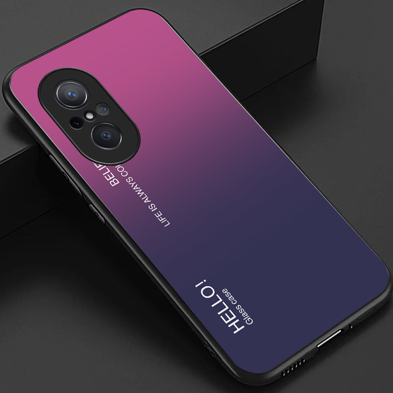 TEMU Phone Case: Case For Huawei Nova 9 Se Honor 50 Se Phone Case, Stylish Gradient Color Purple Pattern Glossy Glass Back Cover Gift