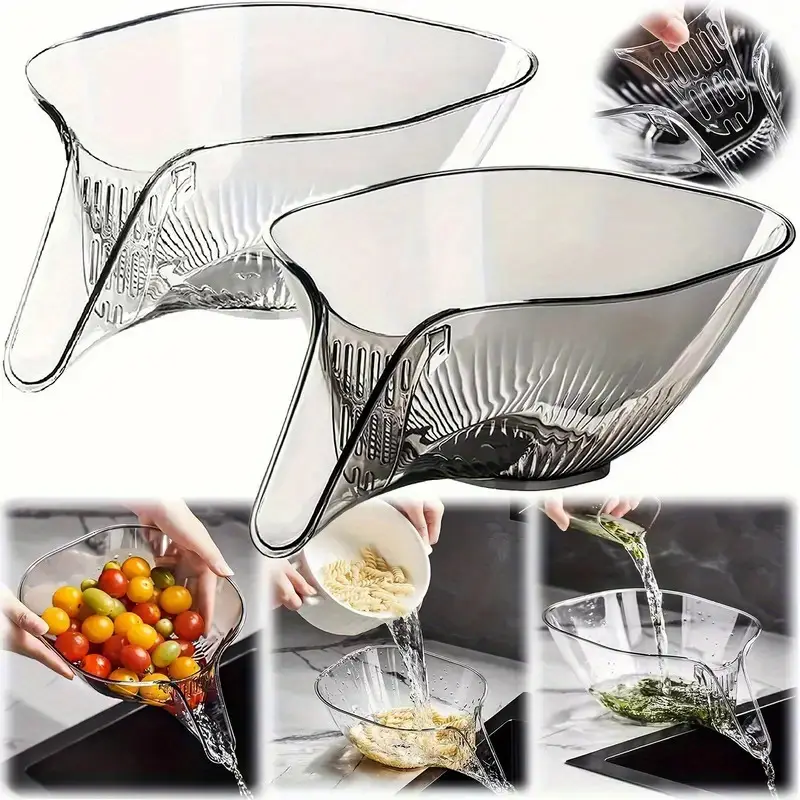 1/2/3pcs cesta escurridora de alimentos de plástico multifuncional - colador de gran capacidad con embudo, pico y lavabo para verduras - limpieza, de y para la cocina 1