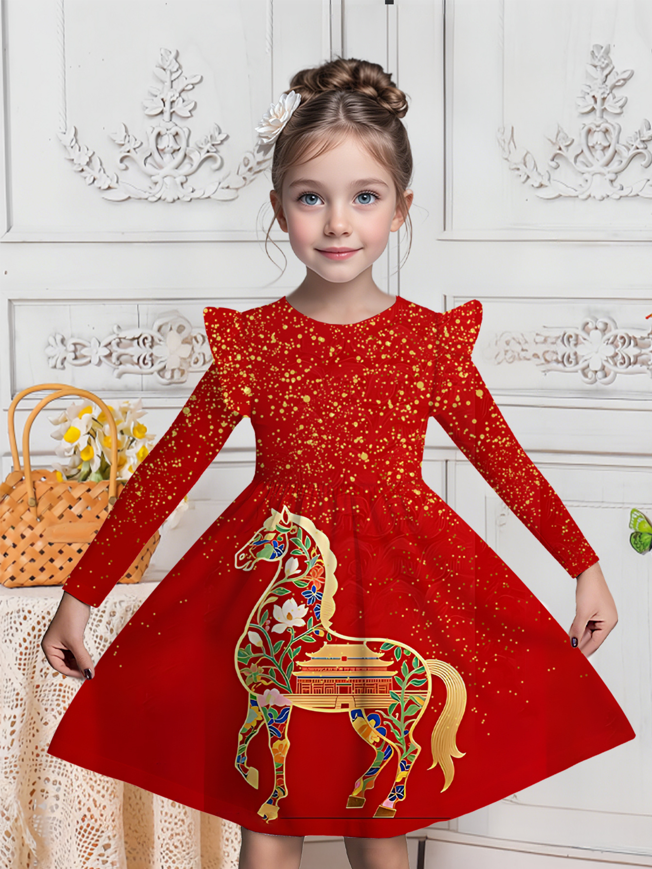 lunar new year dress Chinese Hanfu Kids Fabric chinese new year dress girl