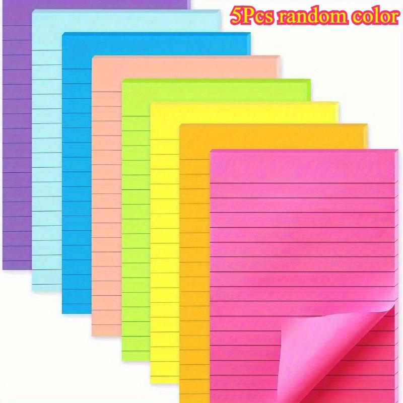 

5pcs Vibrant Pastel Notepads, 4x6 Inch, Horizontal Lined, Matte - Assorted Bright Colors For Office, School, And Home Use, Small Notepad