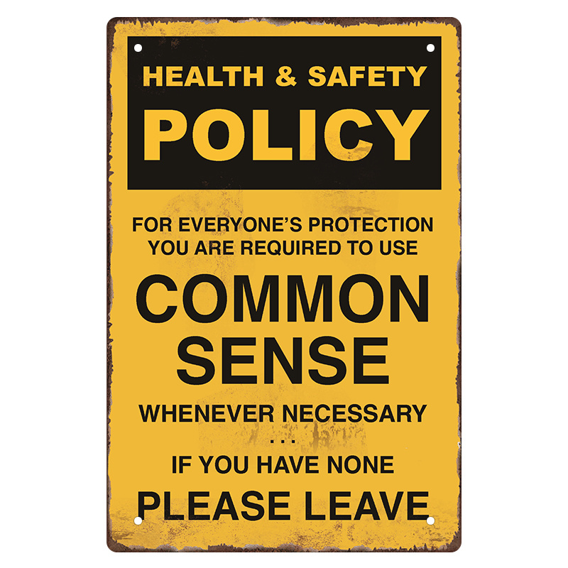 TEMU 2d Flat - 1pc Humorous 8x12" Health & Safety Metal Sign - "" Reminder, Vintage , Ideal For Bar, Workshop, Garage Wall Decor, Durable Iron