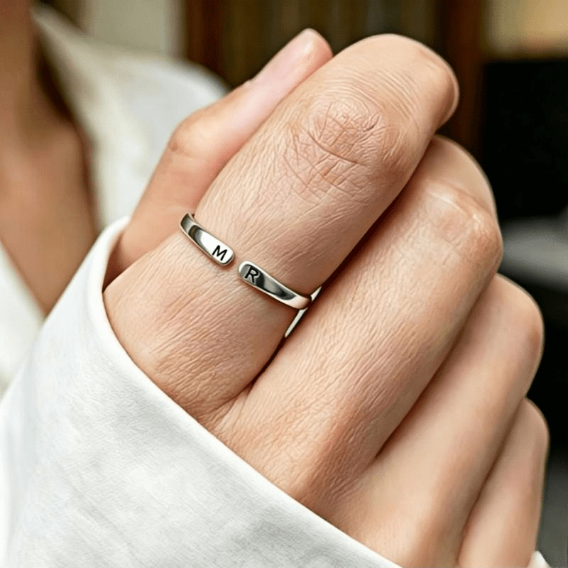 TEMU 1pc Personalized Stainless Steel , Engravable With Self- Letters And Text. The Simple And Clean Ring Versatile And , Making It Suitable As A