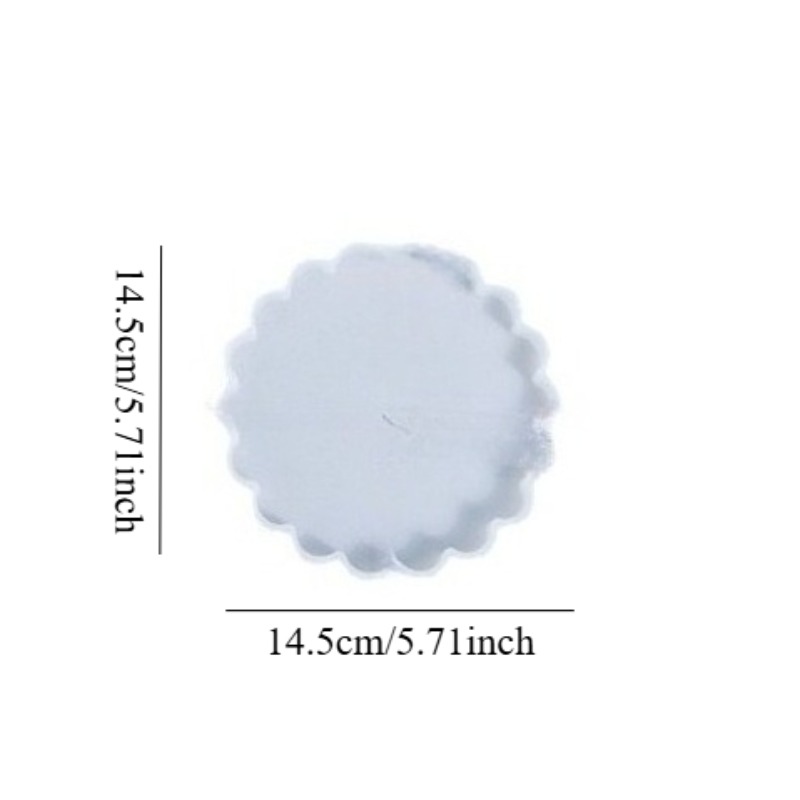 TEMU Candle Silicone Mold, Wave Border Round Disc Silicone Mold, Petal-shaped Shallow Tray Cavity, Scented Plaster Drop- Desktop Decorative Storage
