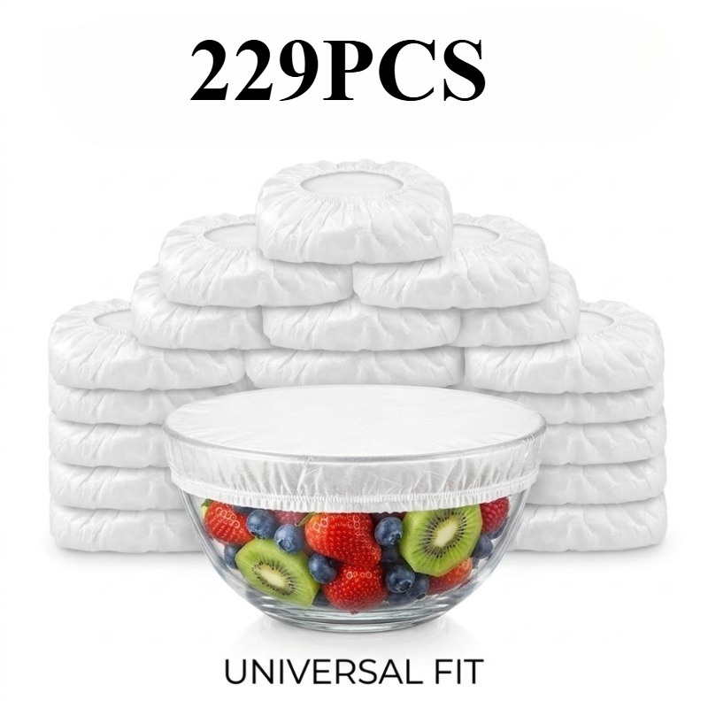 229pcs Thickened Elastic Covers, Reusable Transparent Bowl Lids, Suitable For Leftovers, Elastic Packaging Covers, For Refrigerator, Microwave And Outdoor Picnics, Universal Plate Covers