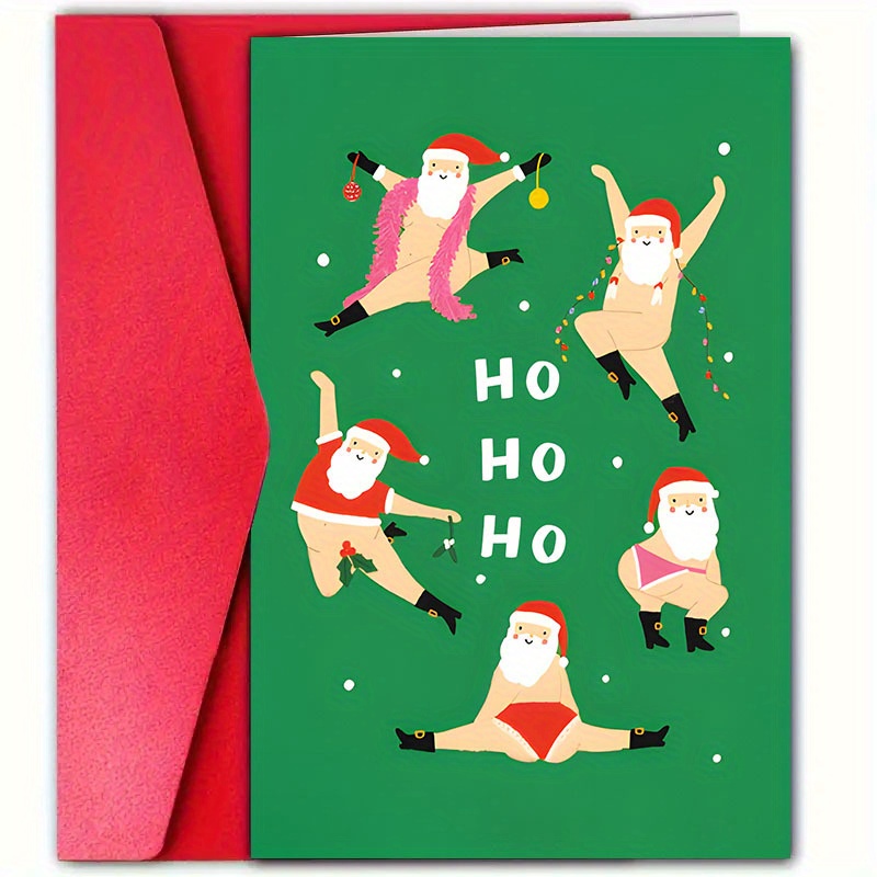 

1pc Humorous Christmas Greeting Card, Santa Design, For , 12cm X 18cm With Envelope, Suitable For Dad, Mum, Aunt, , Sister, Brother, Bestie - Paper Material, Occasion