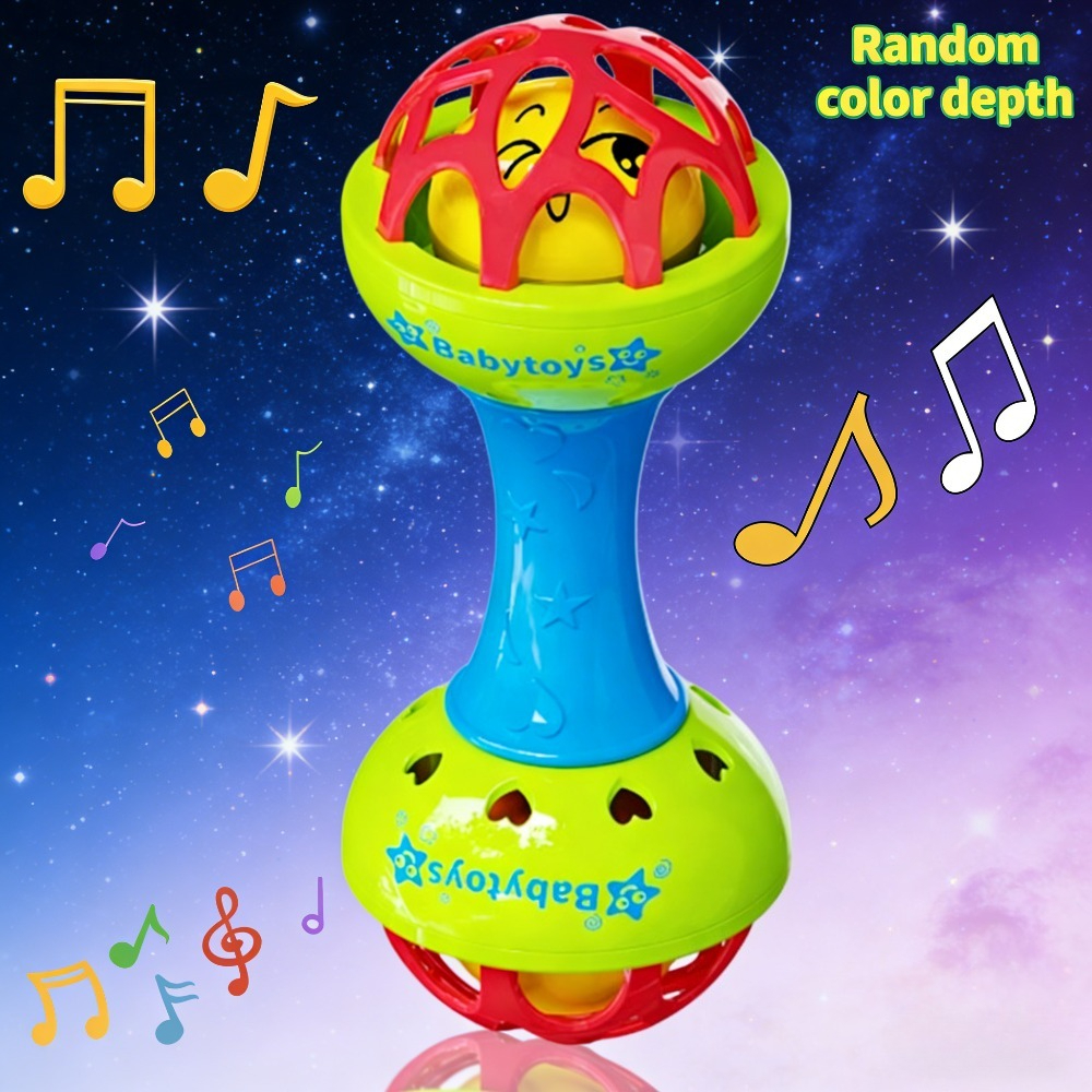 1or 4pcs Baby Double Headed Ringing Toy, Exercise Grip Training, Bright And , By Babies, Valentine's Day Gift, Product Random Color Depth