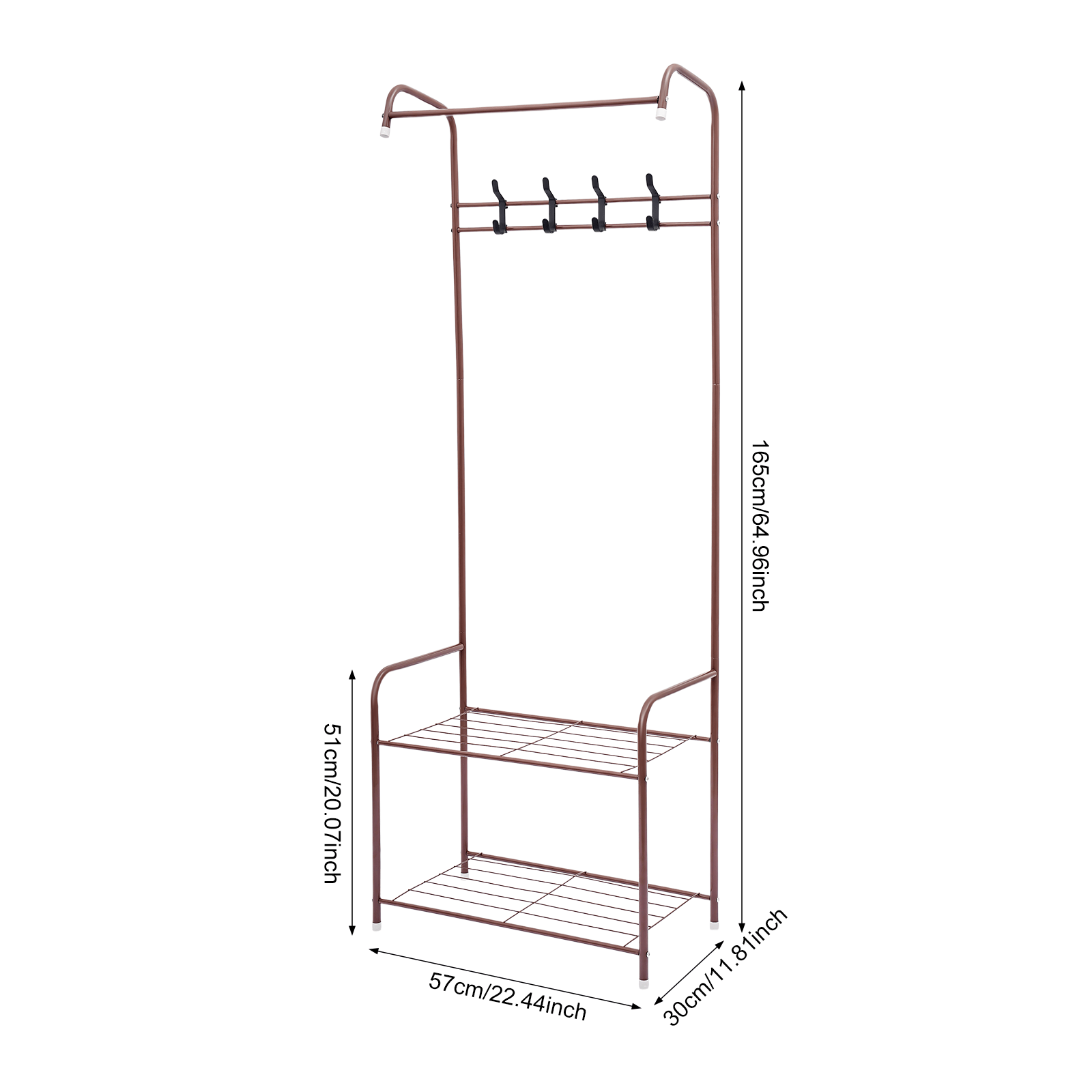 TEMU A Modern Industrial Coat Rack Featuring 4 Hooks, This Freestanding Iron Garment Valet Is Perfect For Bedrooms And . It Includes A Two-tier Shelf