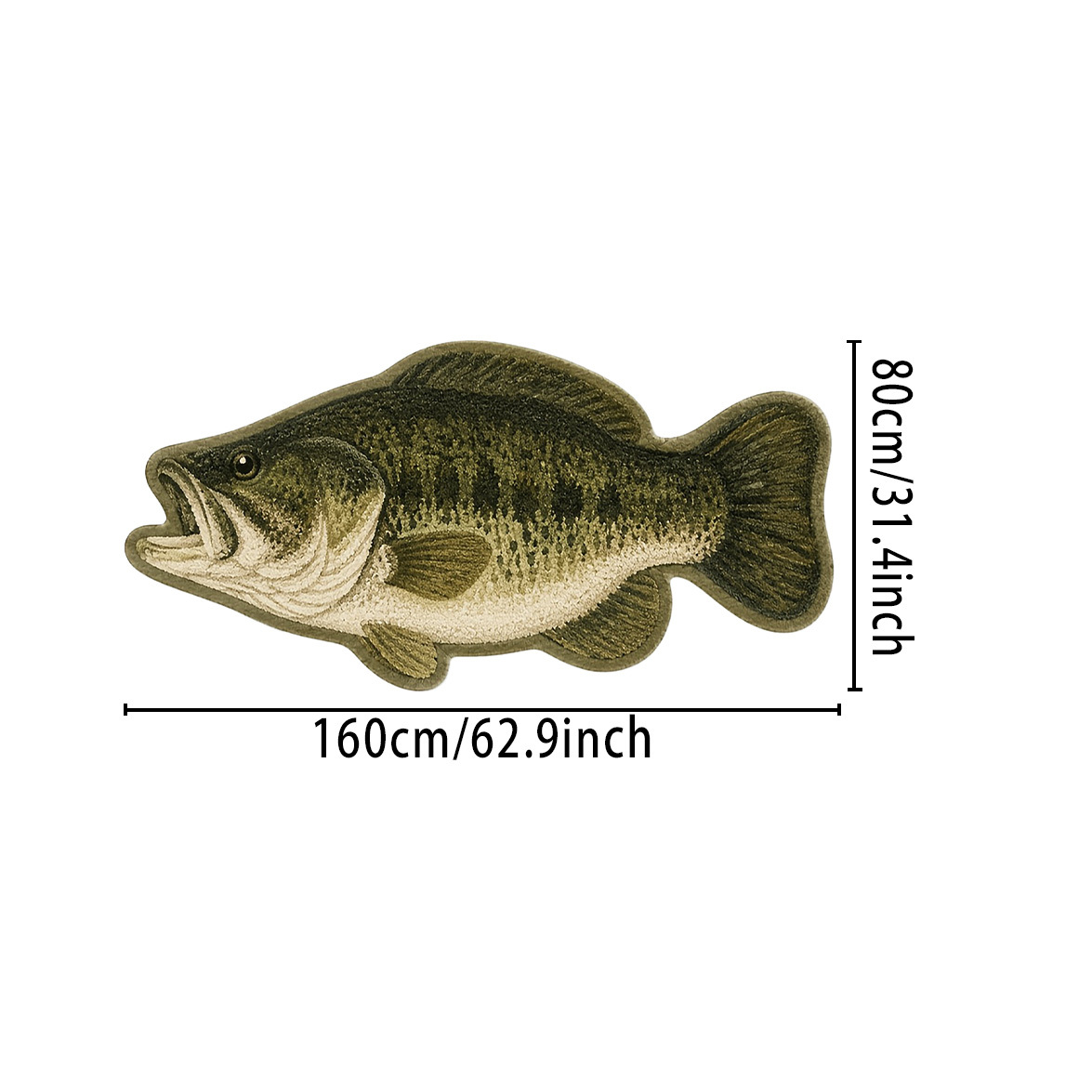 TEMU Tapis en velours avec dos antidérapant en plastique à pois, épaisseur 7,5 mm, 1 pièce. Tapis décoratif de poisson achigan vert. Tapis décoratif