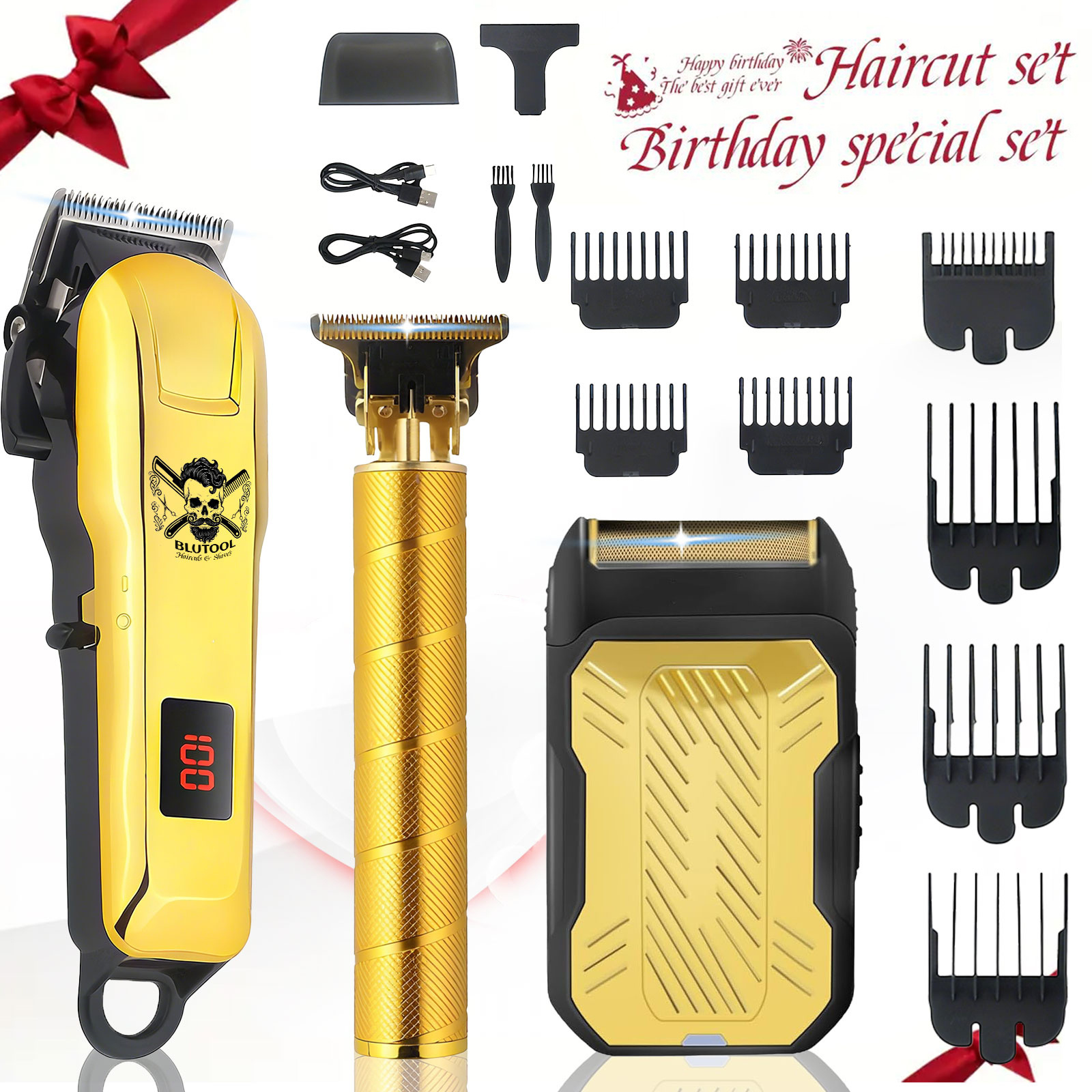 TEMU 3pcs Electric Grooming Kit For Men, Including A Clipper, Shaver, And Trimmer - Rechargeable Via Usb, Designed For Salon-quality Results At Home,