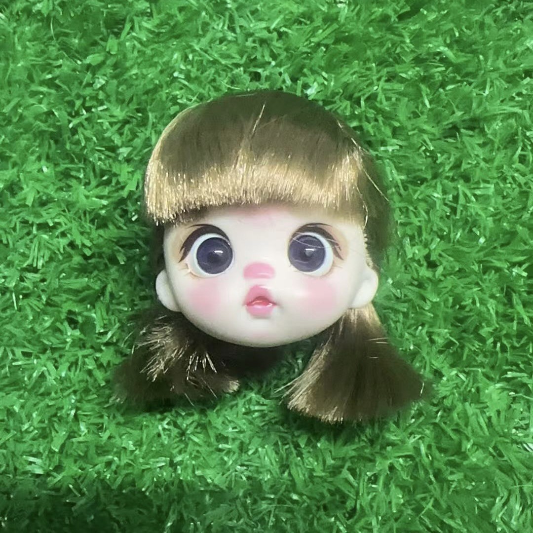 1/8 Scale BJD Doll Head with Double Ponytail Wig