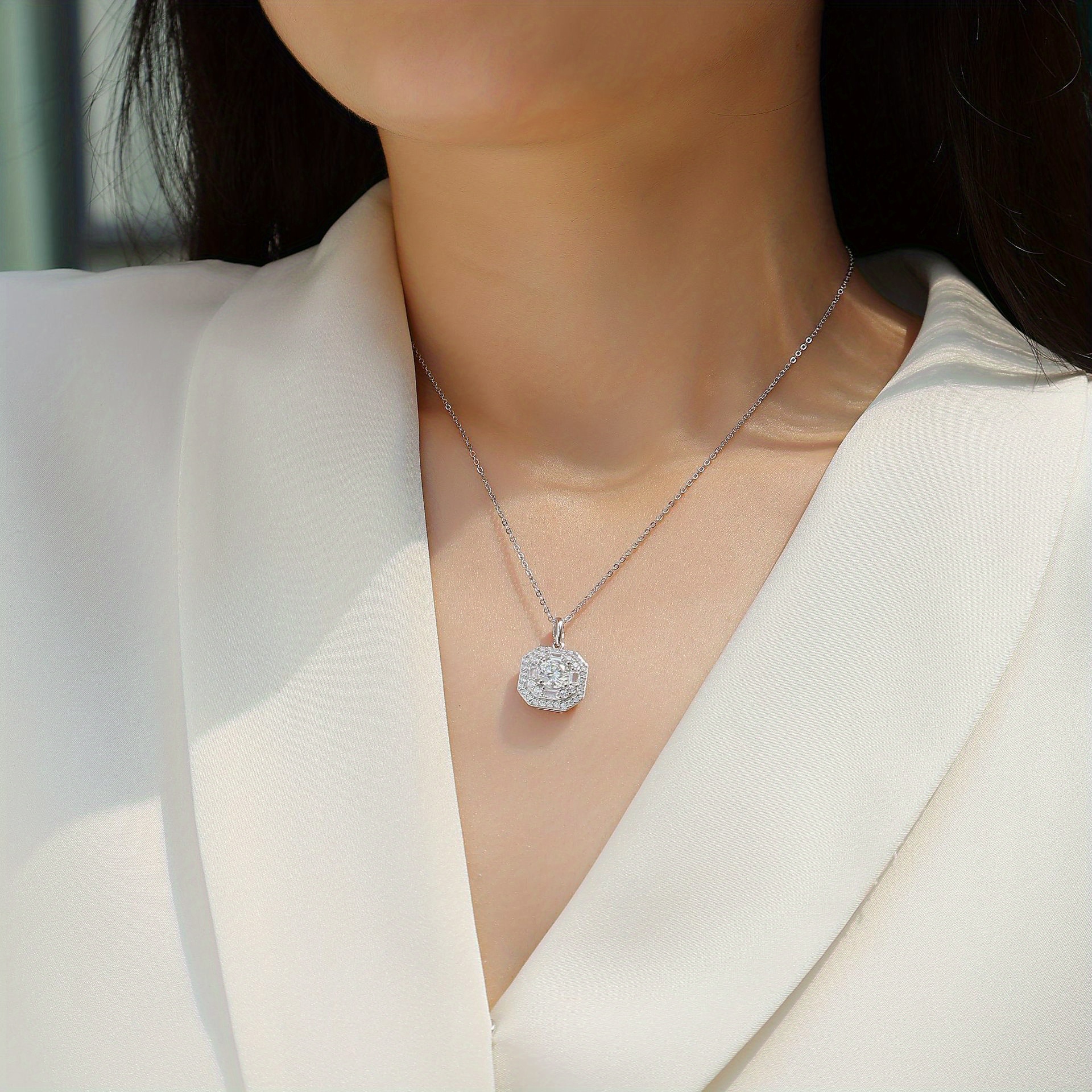 1 Carat Moissanite Pendant Necklace, Versatile Gift