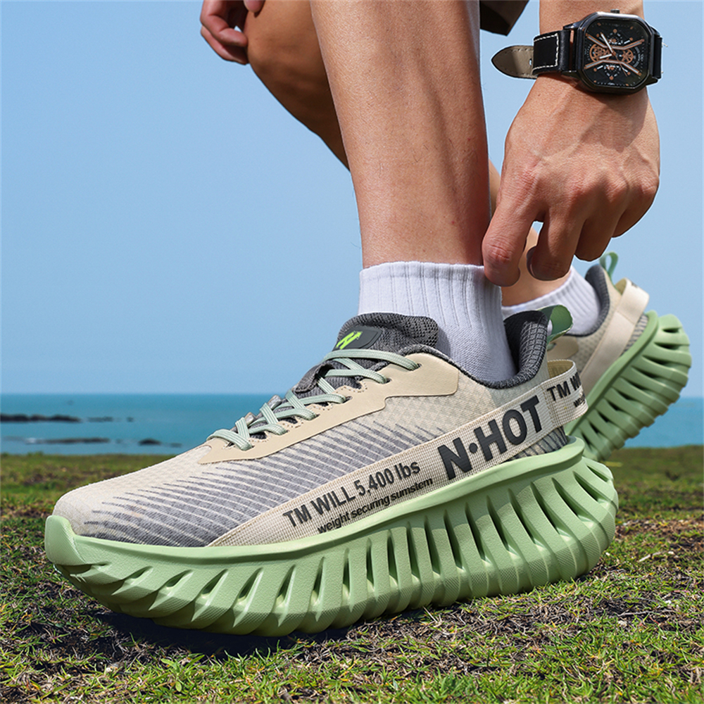 [Sneakers] Men'S Women'S Road Running Shoes, Thick Sole Casual Athletic Shoes for Men, Teenager Outdoor Sports Design, Comfortable Breathable Fabric Upper, Cushioning Shock-Absorbing MD Sole, Non-Slip And Wear-Resistant, Low-Top Lace-Up Closure