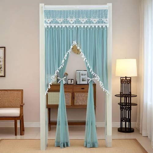 bohemian lace window curtains no drilling required suitable for bedrooms and bathrooms semi transparent sheer curtains washable fabric suitable for toilets bedrooms and kitchens
