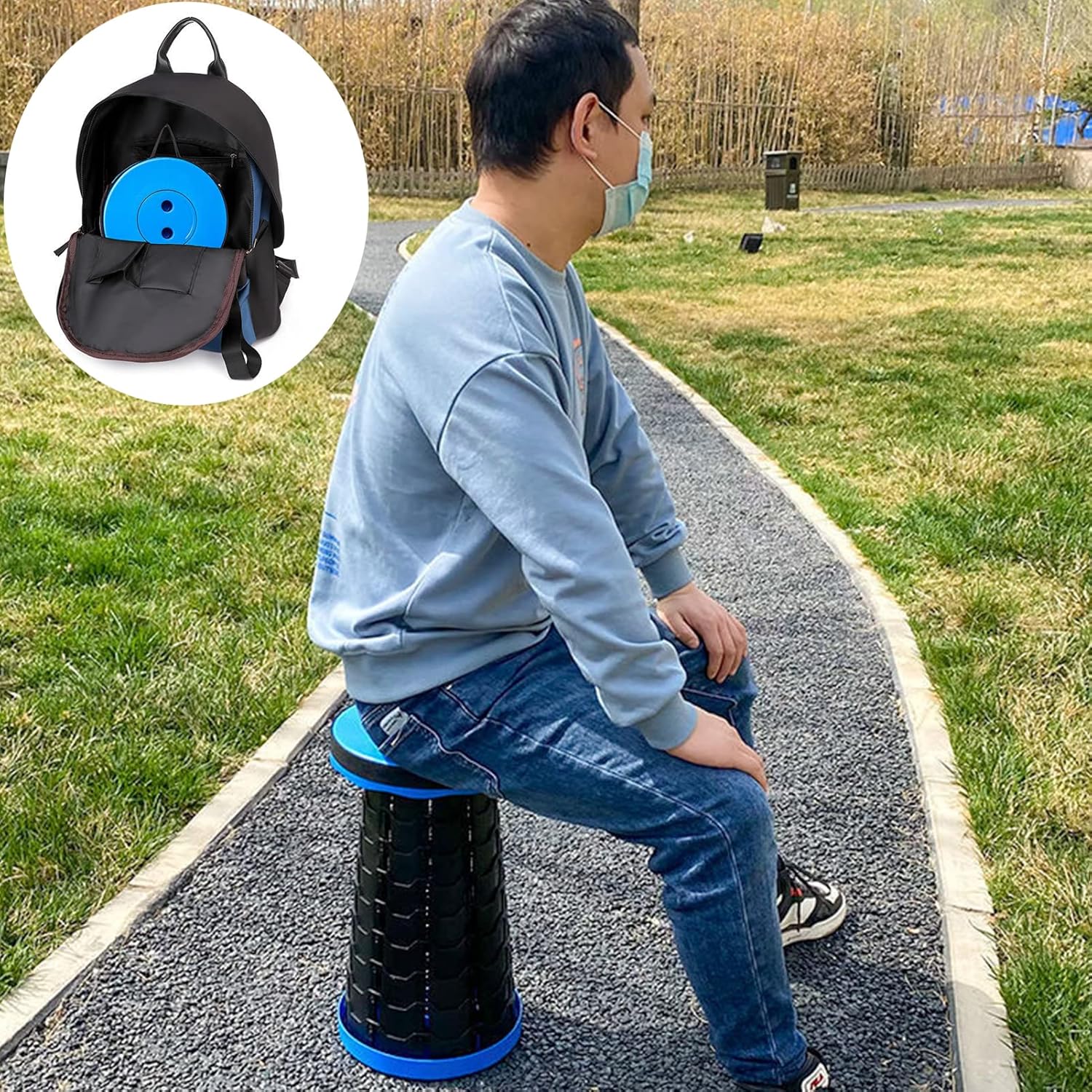 Folding Stool With Height Adjustable Design, Sturdy Heavy-duty Structure Supporting Up To 180kg, Perfect For Fishing, Camping, Hiking And Gardening Activities