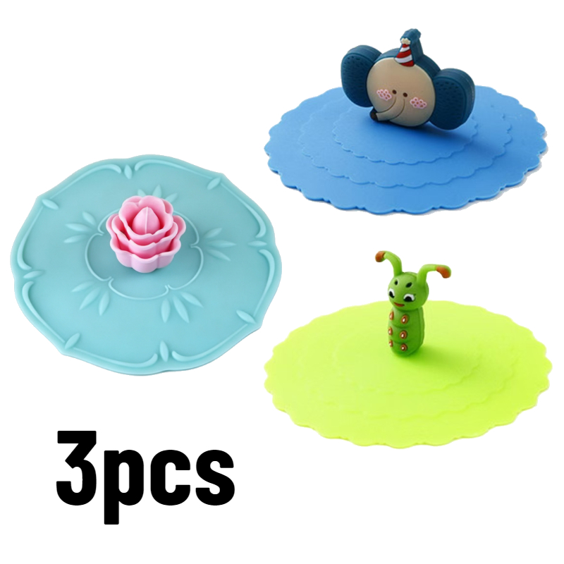 TEMU 3pcs, Three-dimensional Small Animal Flower Cup Lid, Random Color, Household Coffee Cup, Milk Tea Cup, And Durable, Warm--keeping Cup Lid