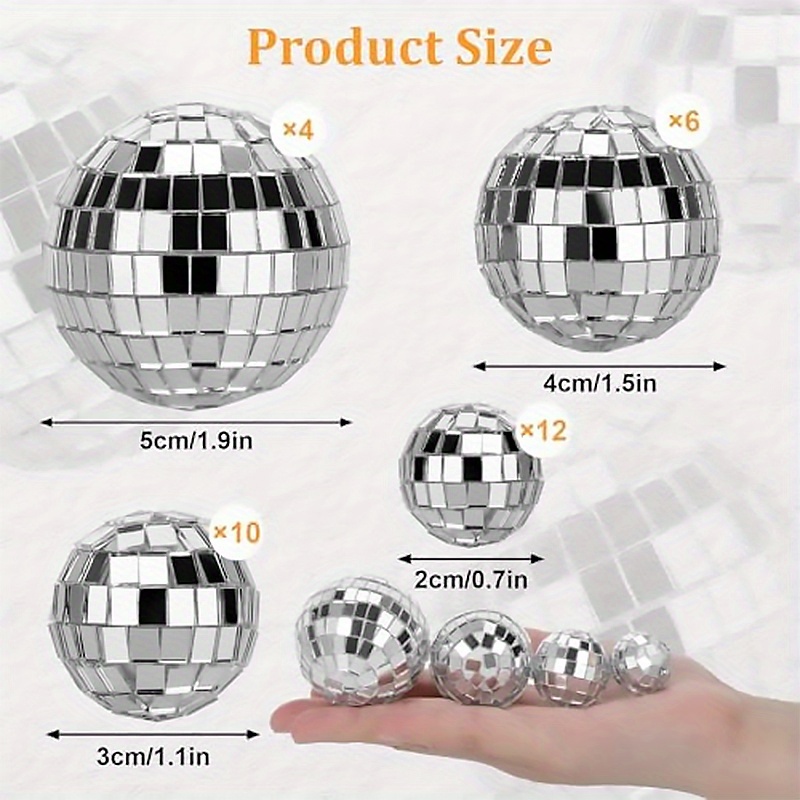 E-shop 32-teiliges dekoratives Hängeornament-Set mit glänzenden Disco-Kugeln, wiederverwendbaren Disco-Dekorationen, Mini-Disco-Kugeln, geeignet für