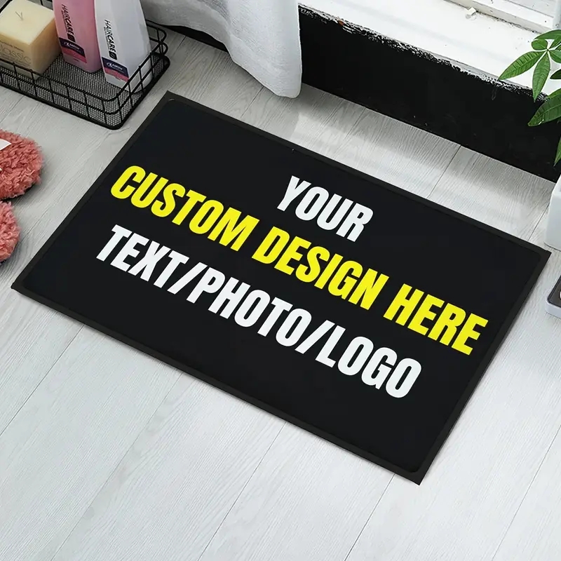 TEMU 1pc Personalized Photo/text/logo Doormat- , Supports Your Own Images, Photos, Texts, Logos- Heavy Duty 850gsm With Non-slip Rubber Backing-