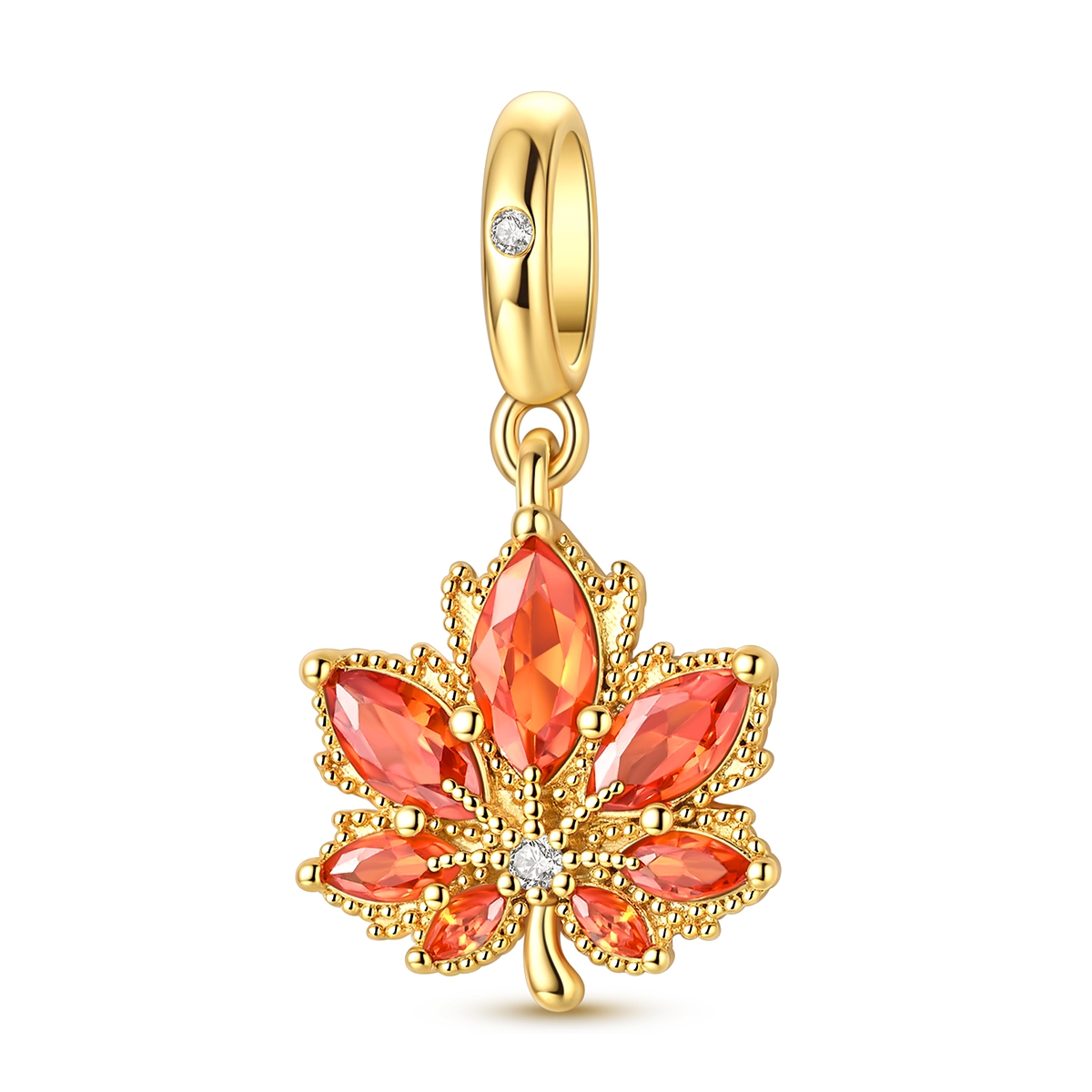 18K Gold Plated Sparkling Colored Synthetic Zircon Lotus Charm
